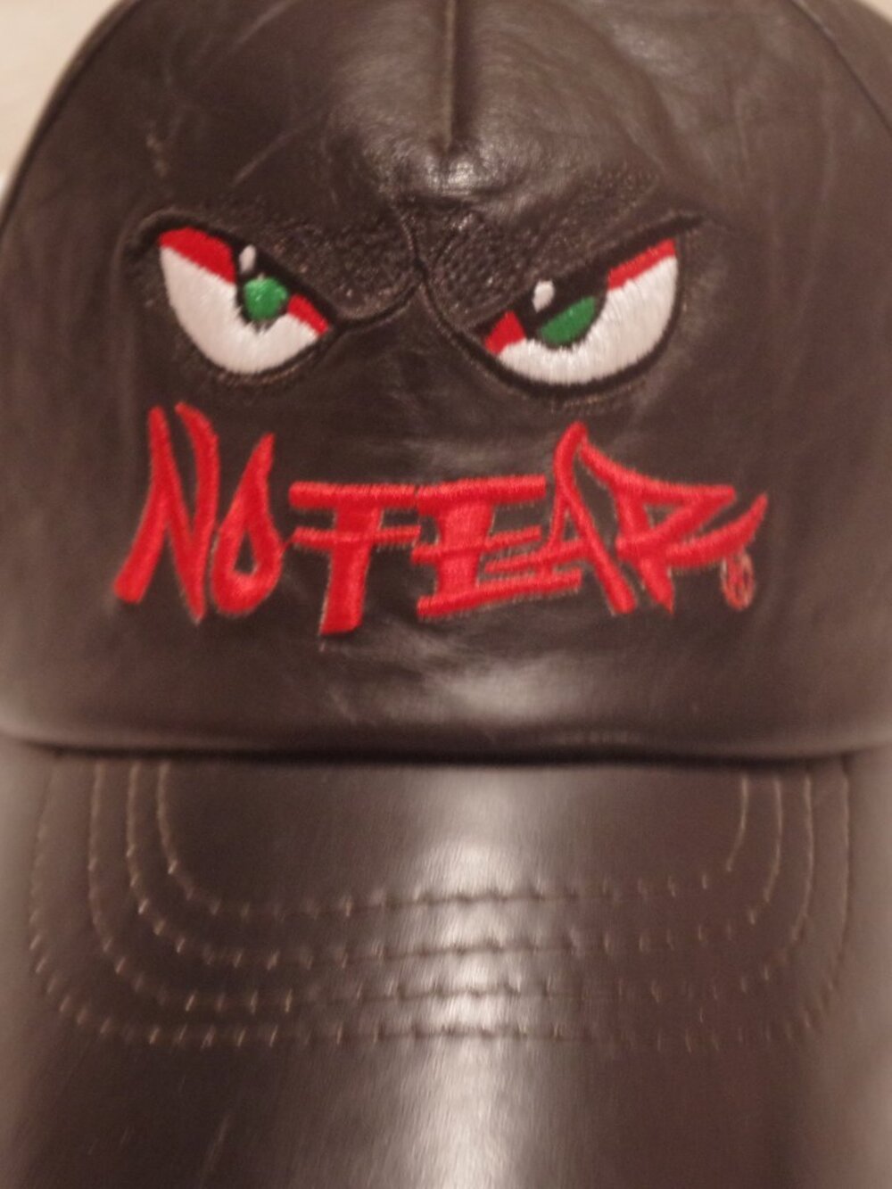 Vintage 90s No Fear Black Leather Baseball Cap